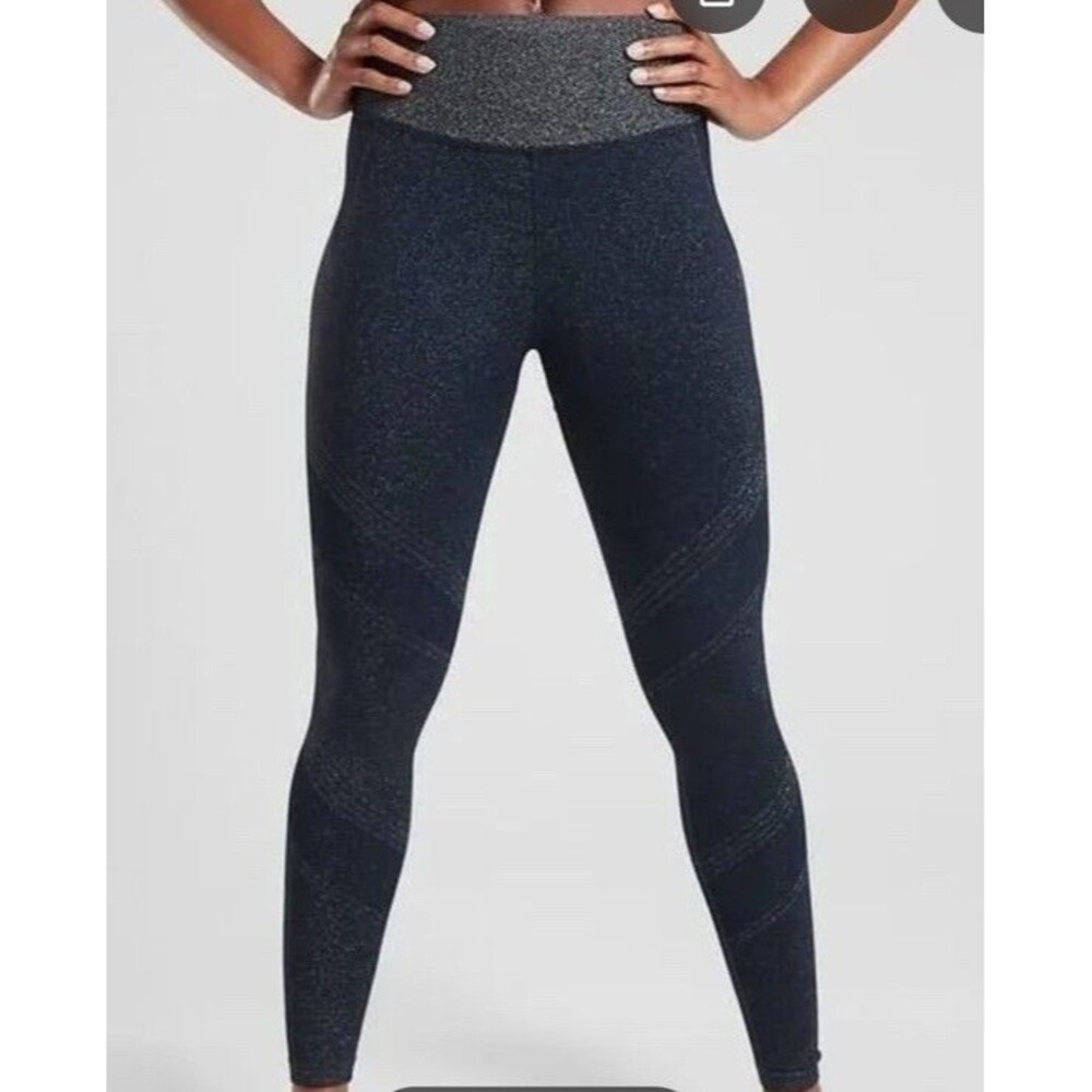 Athleta Sparkle Twilight Shimmer Tight Navy Legging Sz XL Athleisure Workout Gym